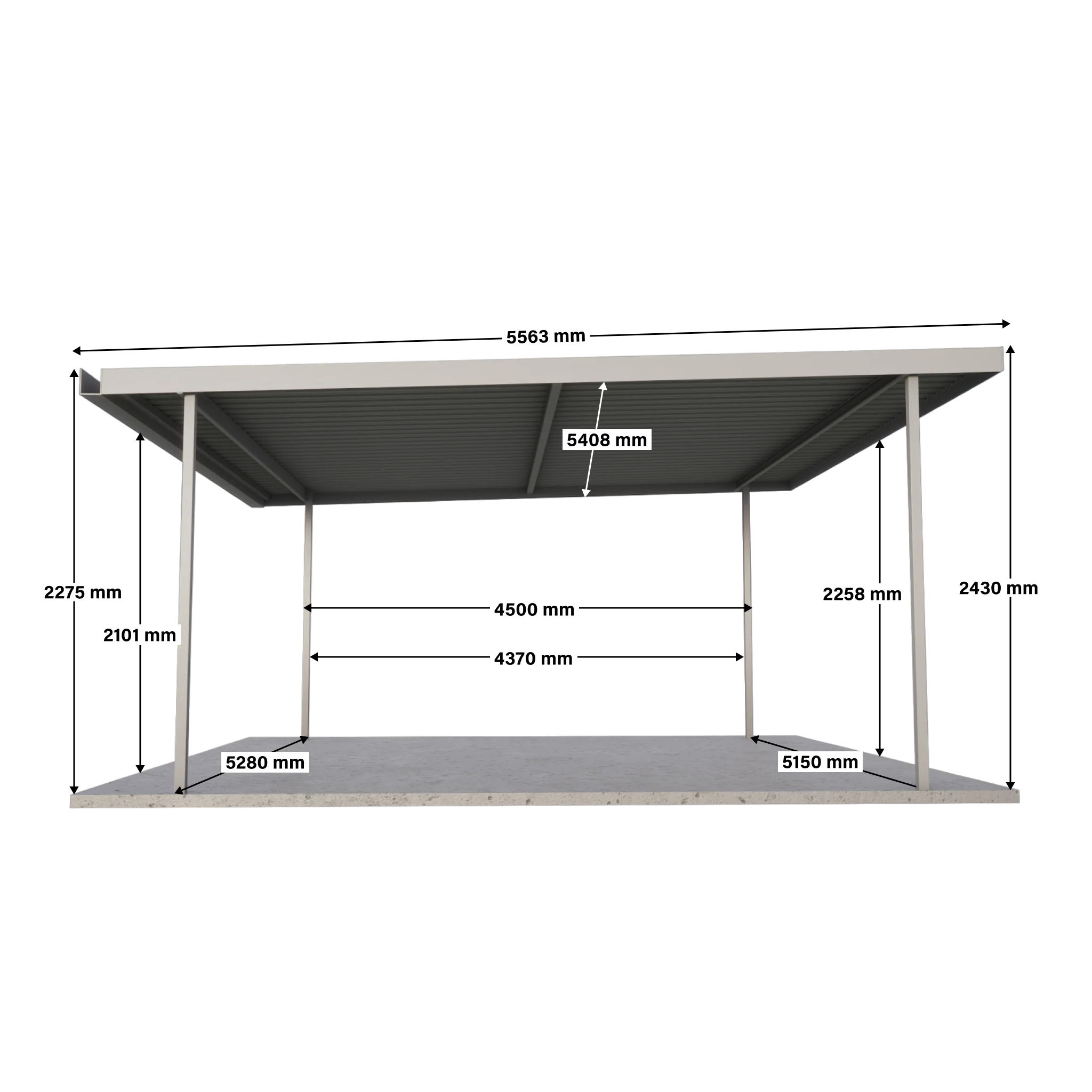 5.5m x 5.4m Double Carport - Zinc - Image 8