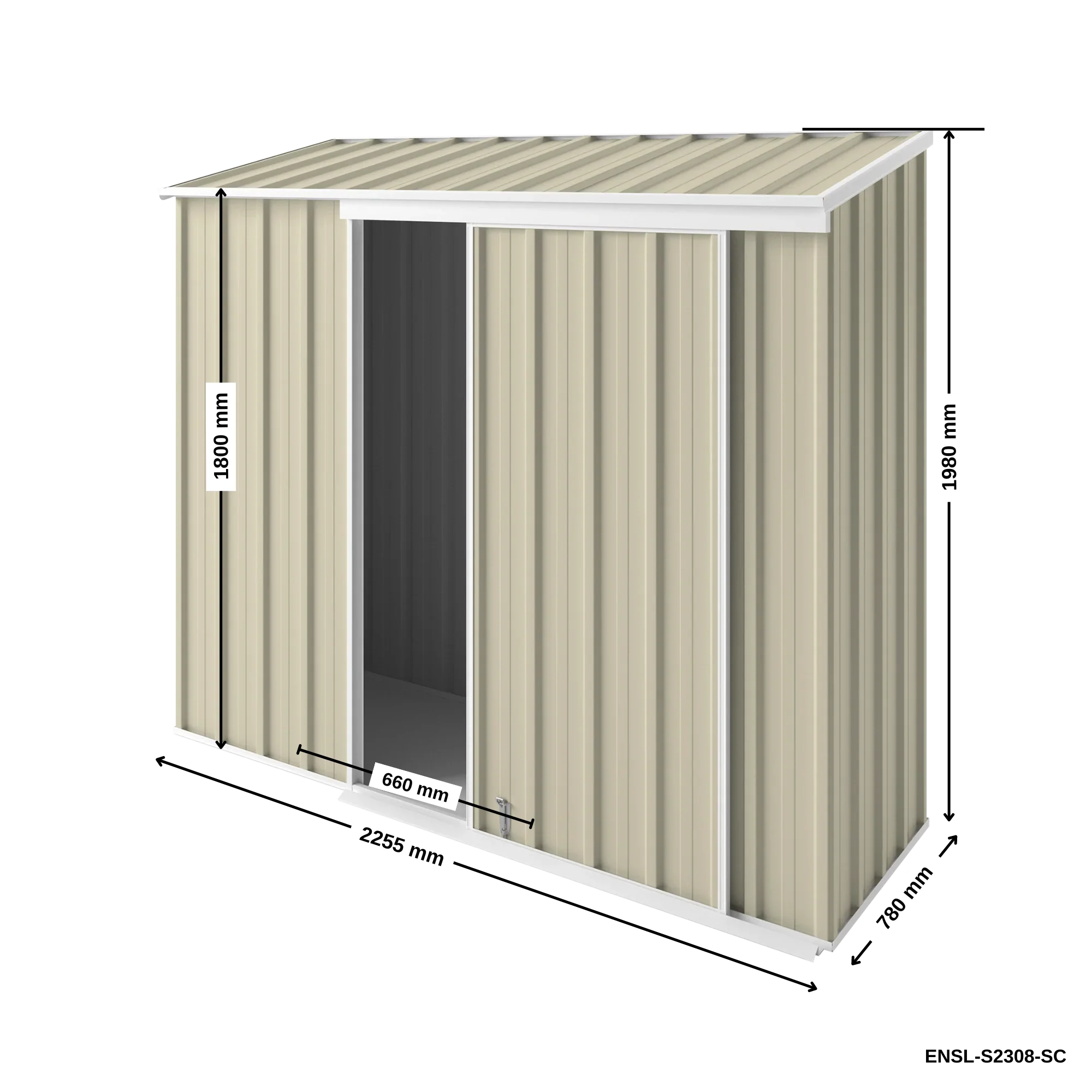 2.25m x 0.78m Narrow Slider Garden Shed - Image 16