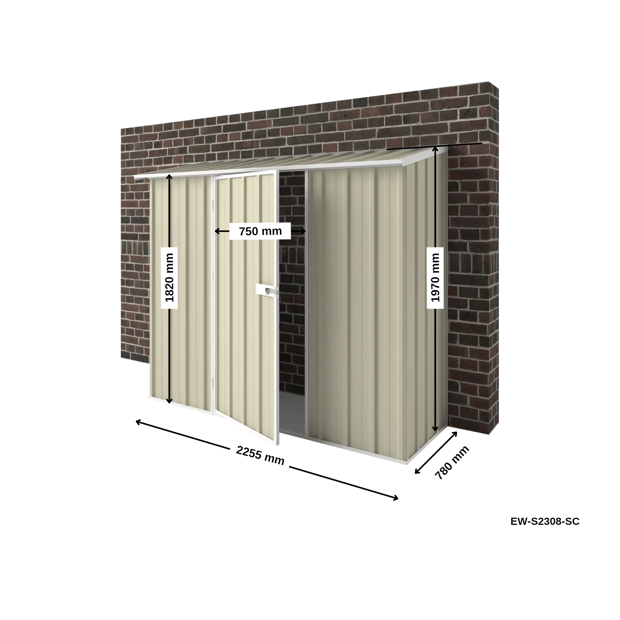 2.25m x 0.78m Off The Wall Garden Shed - Image 13